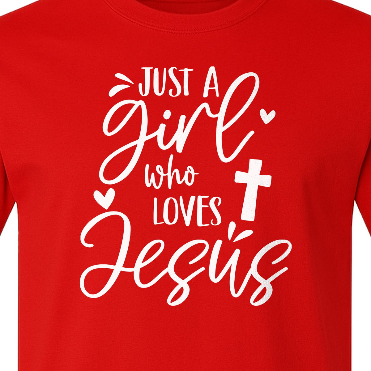Just a Girl Who Loves Jesus T-Shirt, Christian Cross Design for Faithful Women, Church and Easter Sunday