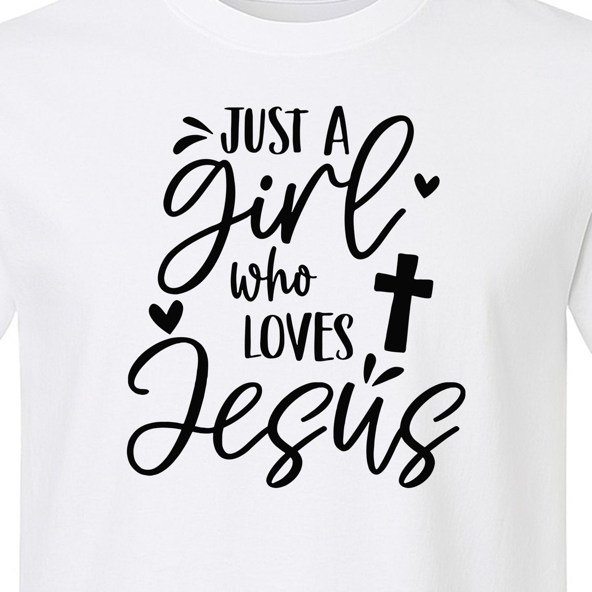 Just a Girl Who Loves Jesus T-Shirt, Christian Cross Design for Faithful Women, Church and Easter Sunday