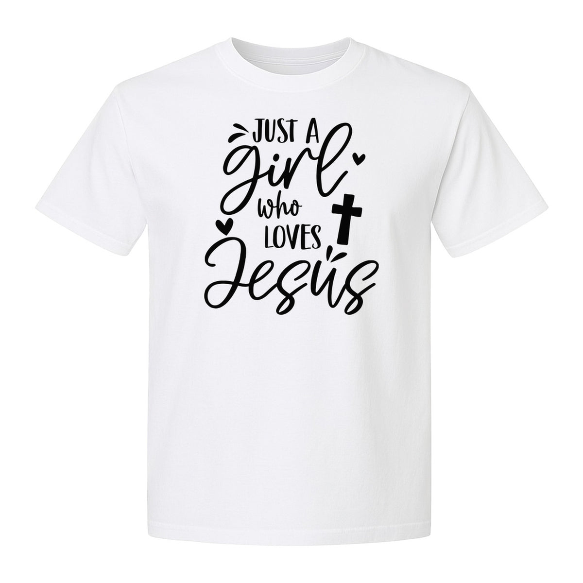 Just a Girl Who Loves Jesus T-Shirt, Christian Cross Design for Faithful Women, Church and Easter Sunday