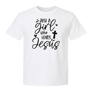 Just a Girl Who Loves Jesus T-Shirt, Christian Cross Design for Faithful Women, Church and Easter Sunday
