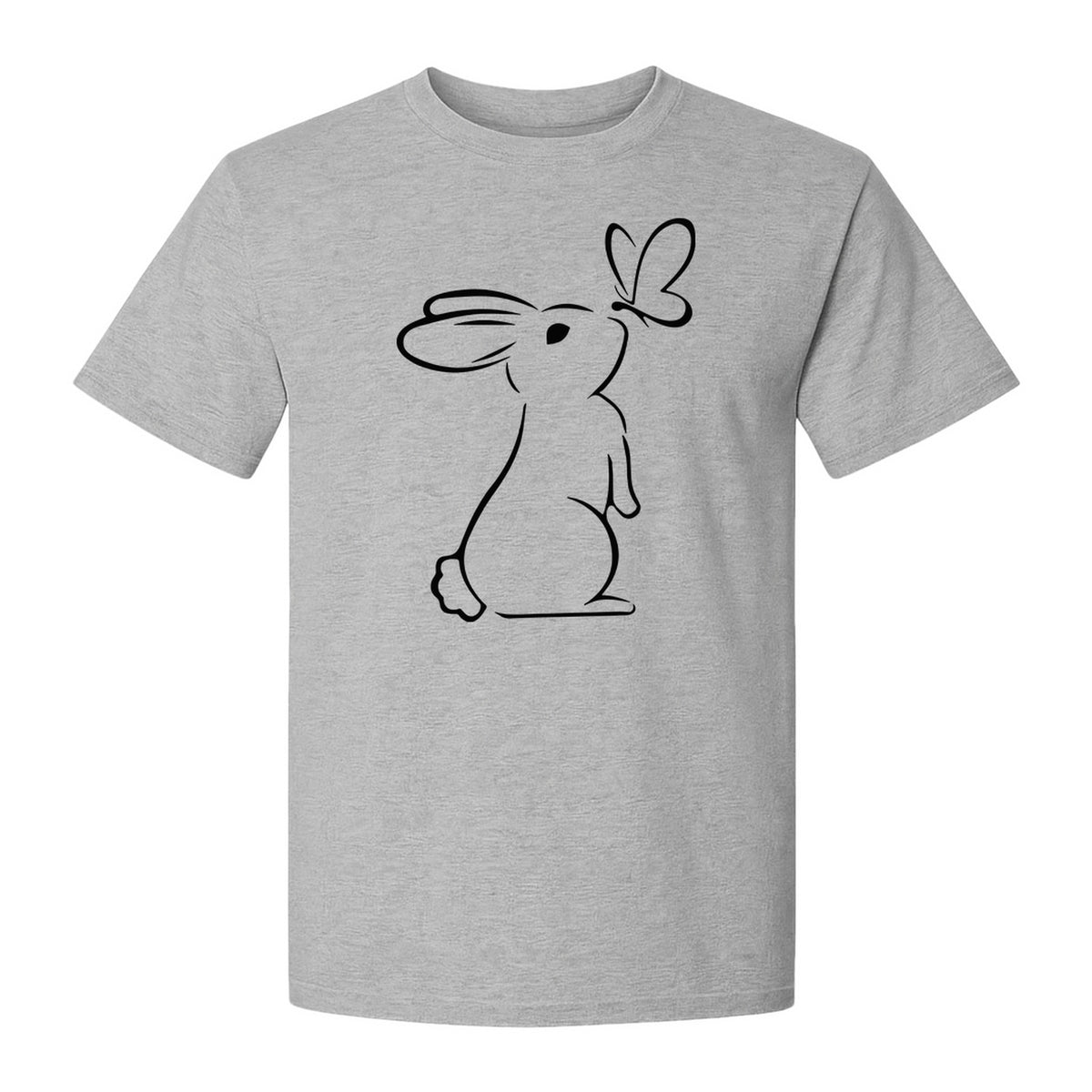 Bunny T-Shirt, Minimalist Rabbit and Butterfly Line Art for Animal Lovers