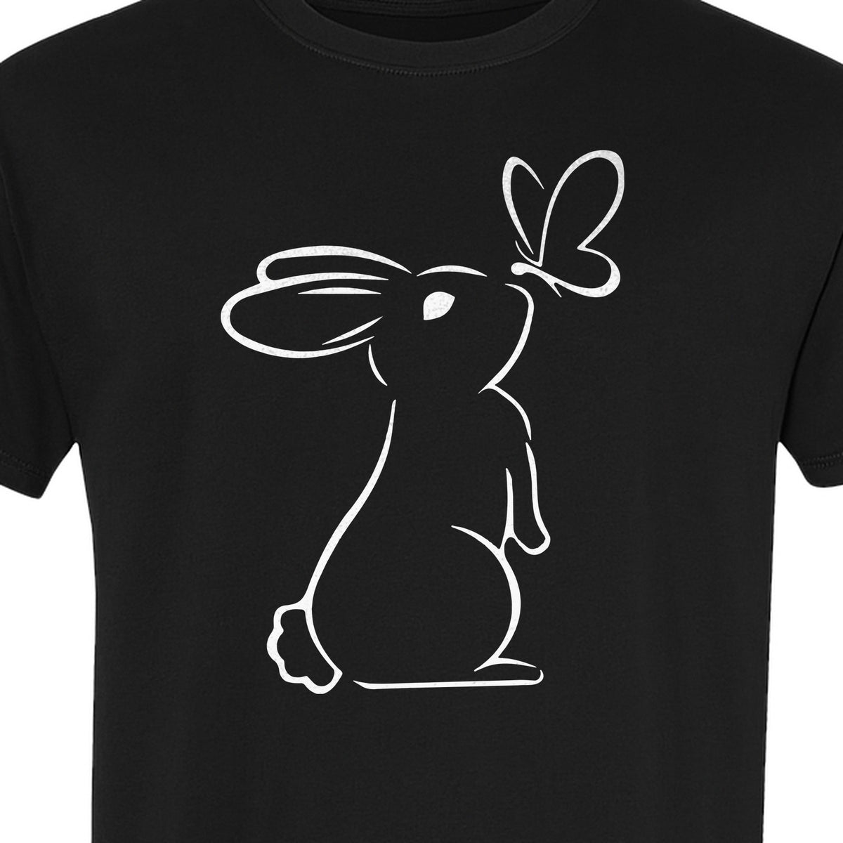 Bunny T-Shirt, Minimalist Rabbit and Butterfly Line Art for Animal Lovers