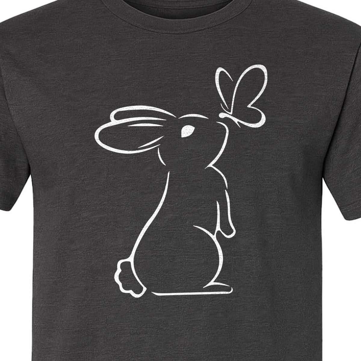Bunny T-Shirt, Minimalist Rabbit and Butterfly Line Art for Animal Lovers
