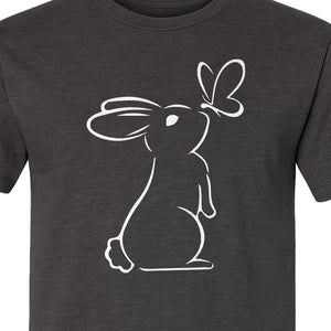 Bunny T-Shirt, Minimalist Rabbit and Butterfly Line Art for Animal Lovers