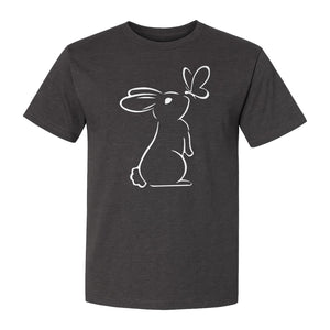 Bunny T-Shirt, Minimalist Rabbit and Butterfly Line Art for Animal Lovers