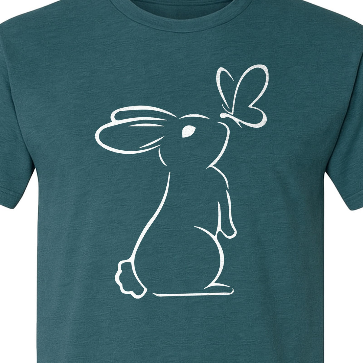 Bunny T-Shirt, Minimalist Rabbit and Butterfly Line Art for Animal Lovers
