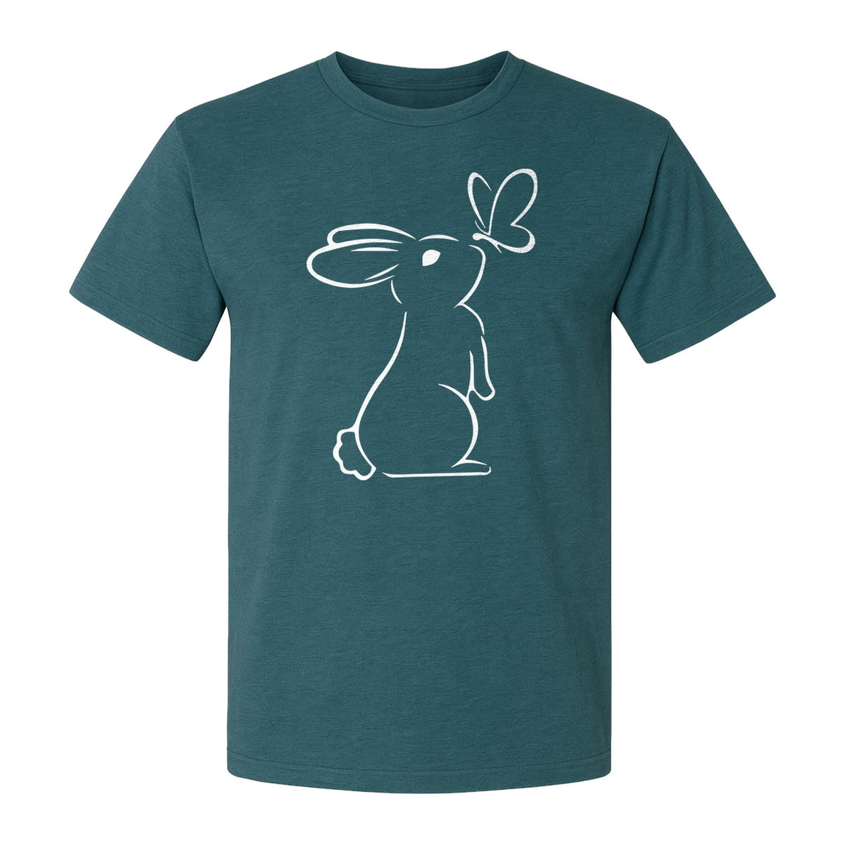 Bunny T-Shirt, Minimalist Rabbit and Butterfly Line Art for Animal Lovers