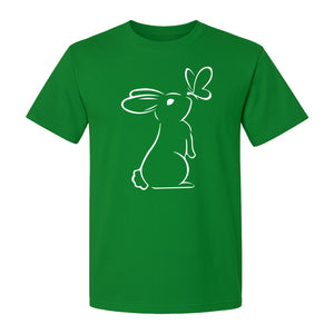 Bunny T-Shirt, Minimalist Rabbit and Butterfly Line Art for Animal Lovers
