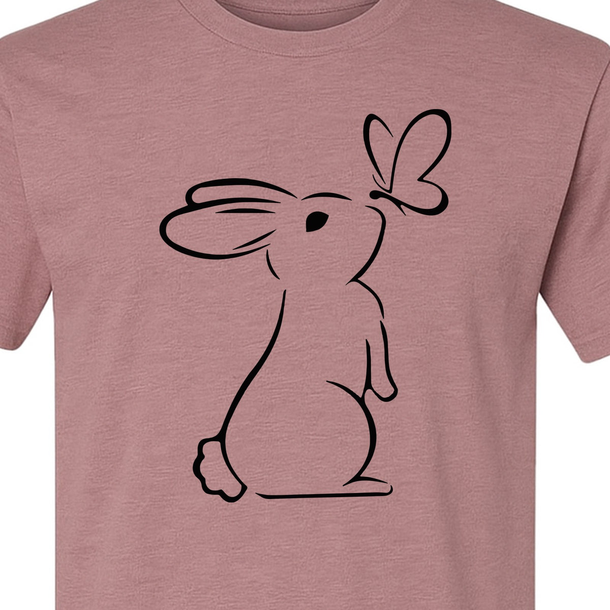 Bunny T-Shirt, Minimalist Rabbit and Butterfly Line Art for Animal Lovers