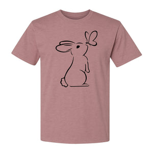 Bunny T-Shirt, Minimalist Rabbit and Butterfly Line Art for Animal Lovers