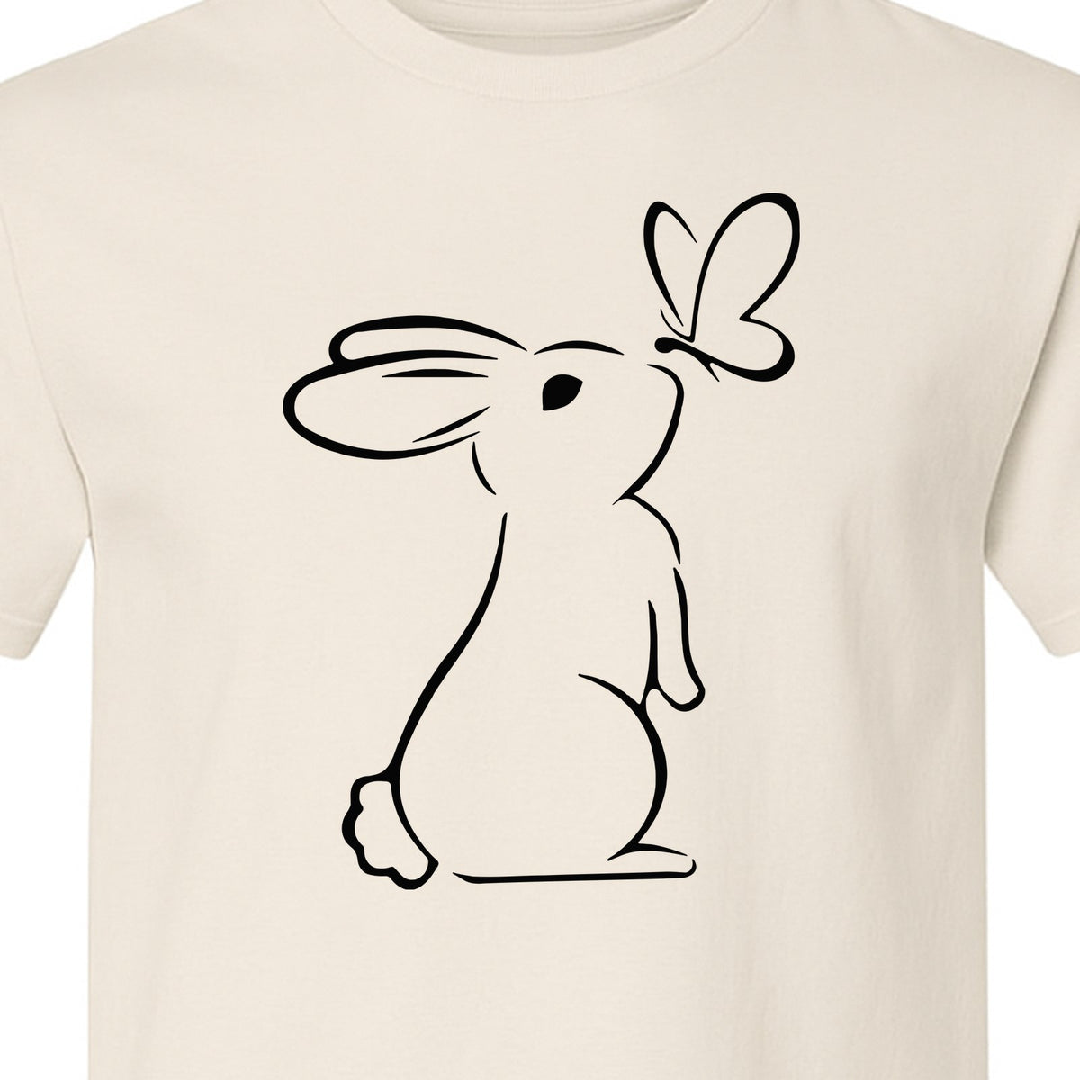 Bunny T-Shirt, Minimalist Rabbit and Butterfly Line Art for Animal Lovers