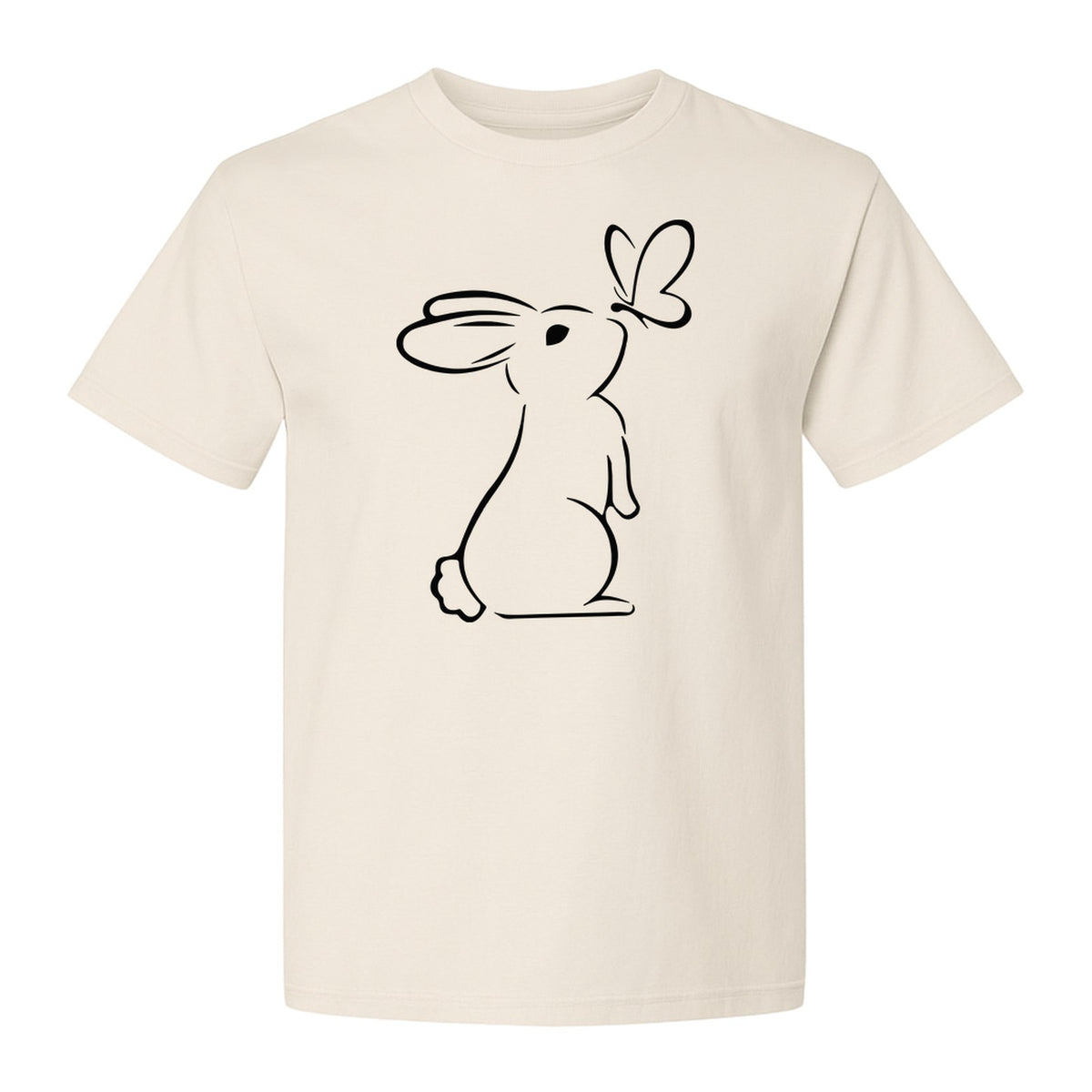 Bunny T-Shirt, Minimalist Rabbit and Butterfly Line Art for Animal Lovers