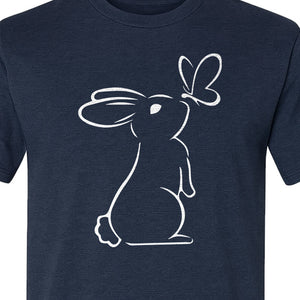 Bunny T-Shirt, Minimalist Rabbit and Butterfly Line Art for Animal Lovers