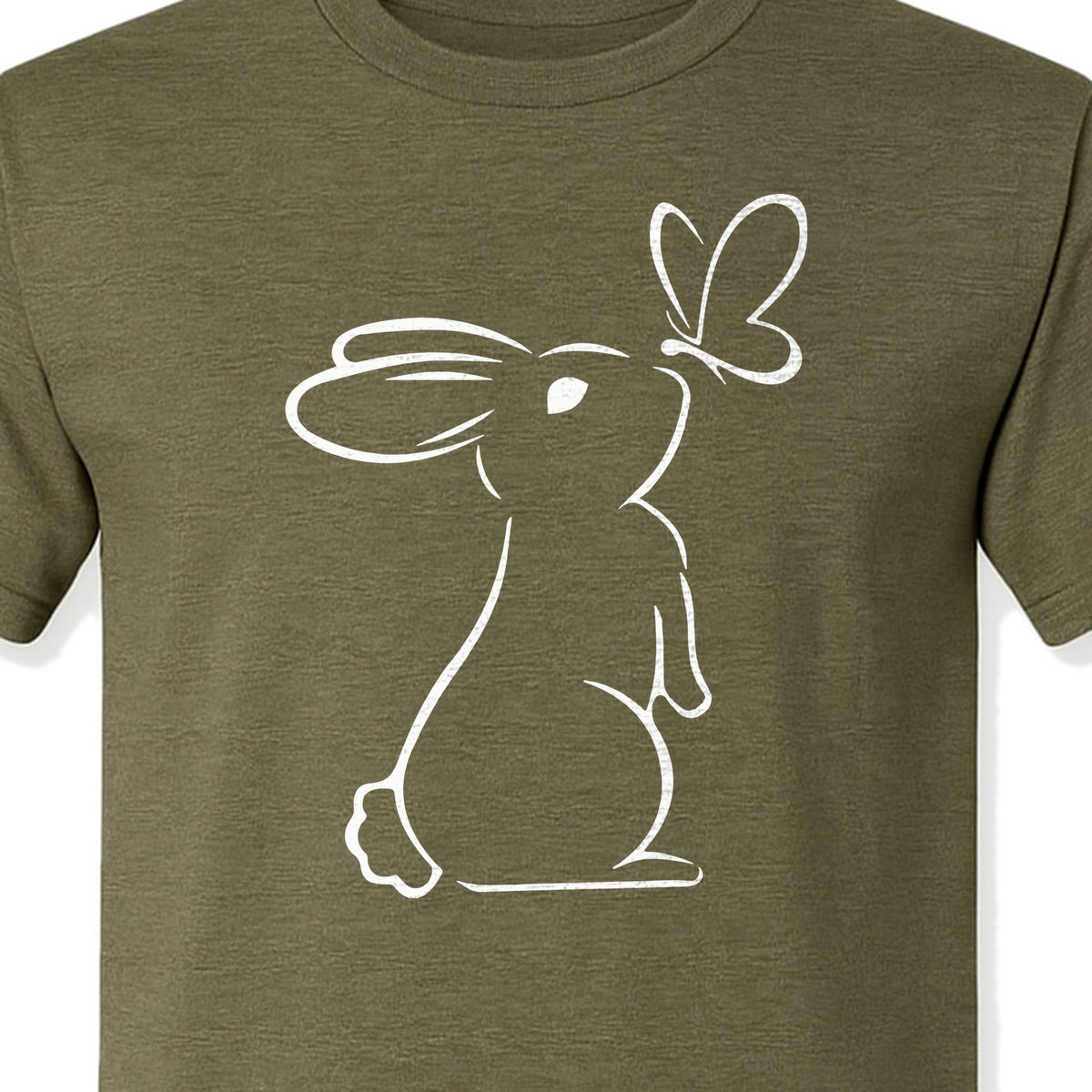 Bunny T-Shirt, Minimalist Rabbit and Butterfly Line Art for Animal Lovers
