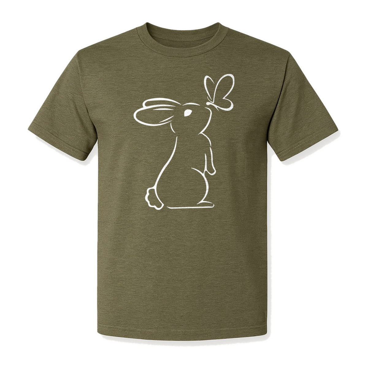 Bunny T-Shirt, Minimalist Rabbit and Butterfly Line Art for Animal Lovers