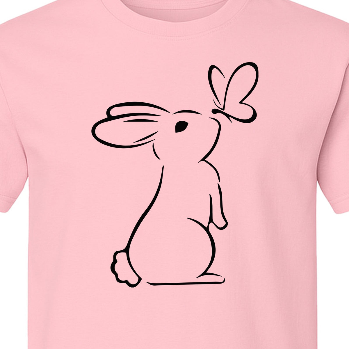 Bunny T-Shirt, Minimalist Rabbit and Butterfly Line Art for Animal Lovers