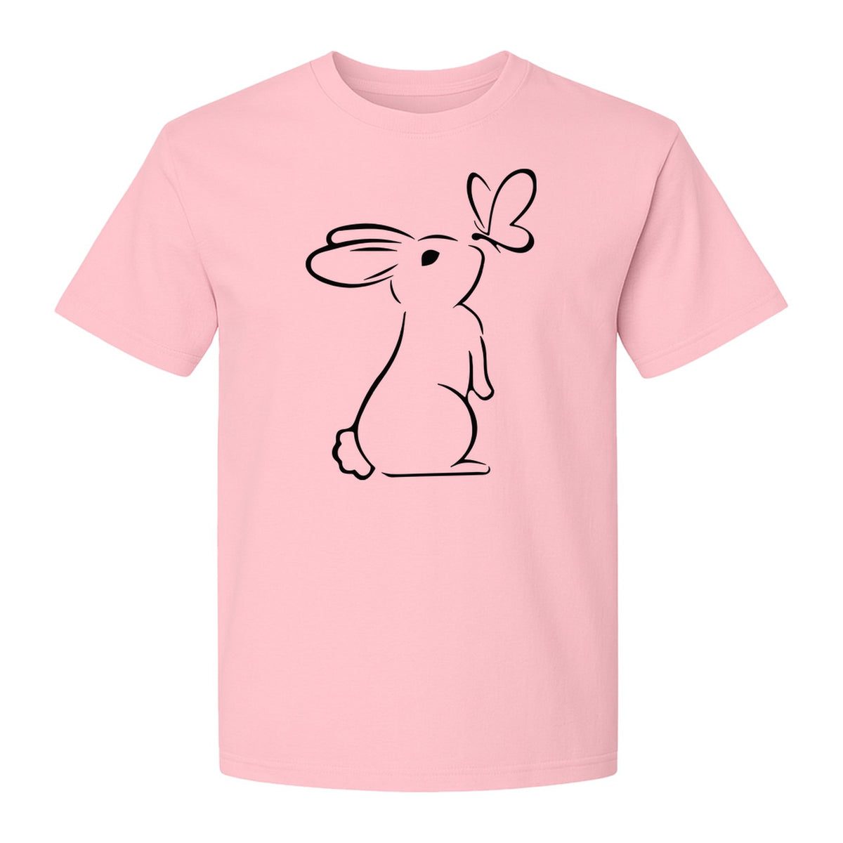 Bunny T-Shirt, Minimalist Rabbit and Butterfly Line Art for Animal Lovers