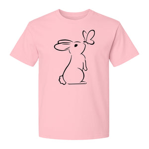 Bunny T-Shirt, Minimalist Rabbit and Butterfly Line Art for Animal Lovers