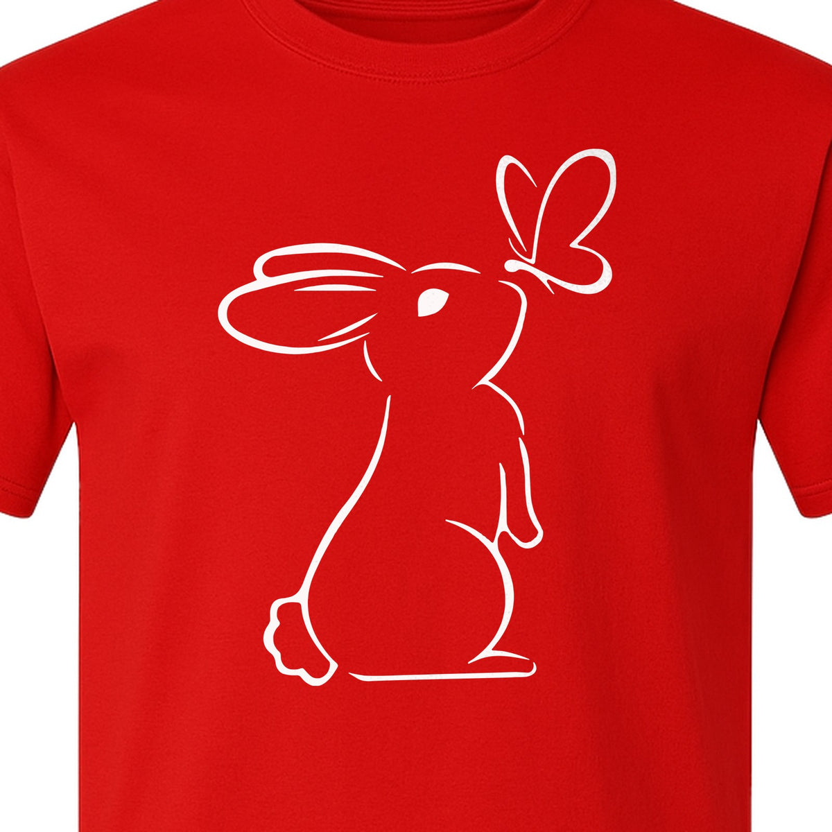 Bunny T-Shirt, Minimalist Rabbit and Butterfly Line Art for Animal Lovers