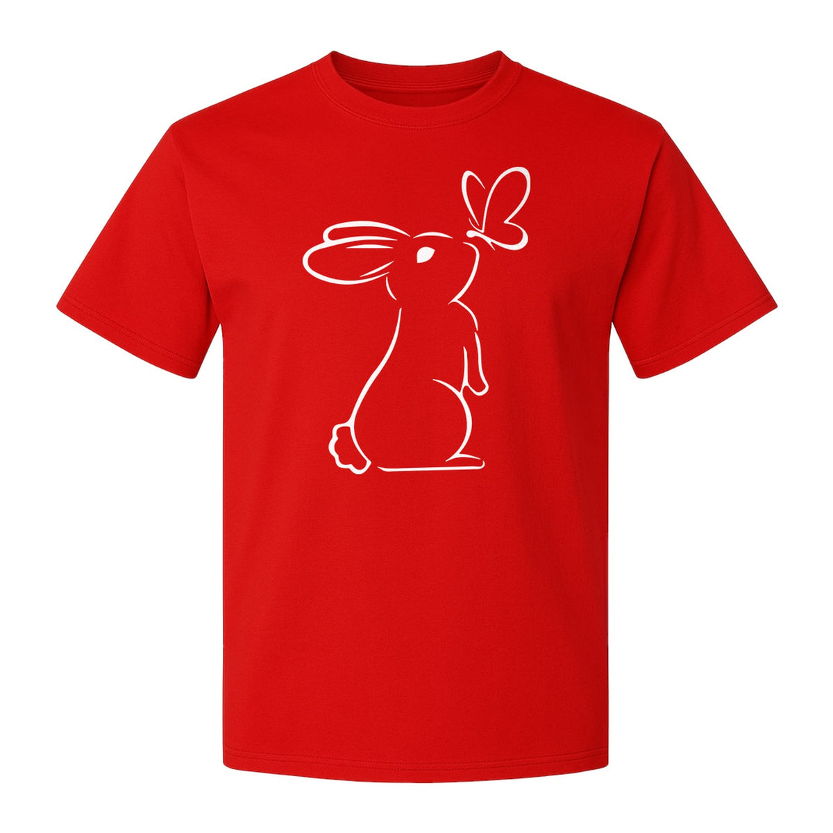Bunny T-Shirt, Minimalist Rabbit and Butterfly Line Art for Animal Lovers