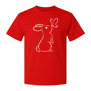 Bunny T-Shirt, Minimalist Rabbit and Butterfly Line Art for Animal Lovers