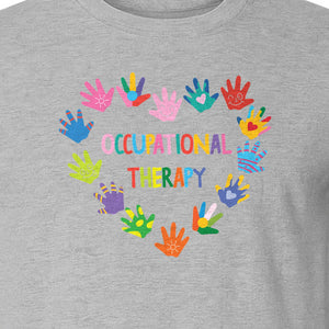 Occupational Therapy T-Shirt, Colorful Handprint Circle Design for OT Professionals