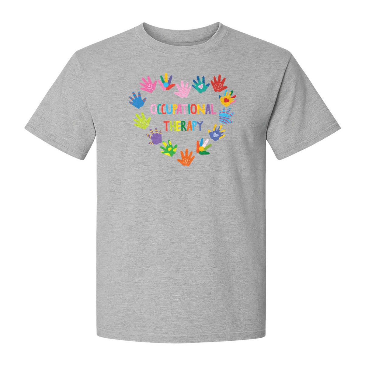 Occupational Therapy T-Shirt, Colorful Handprint Circle Design for OT Professionals