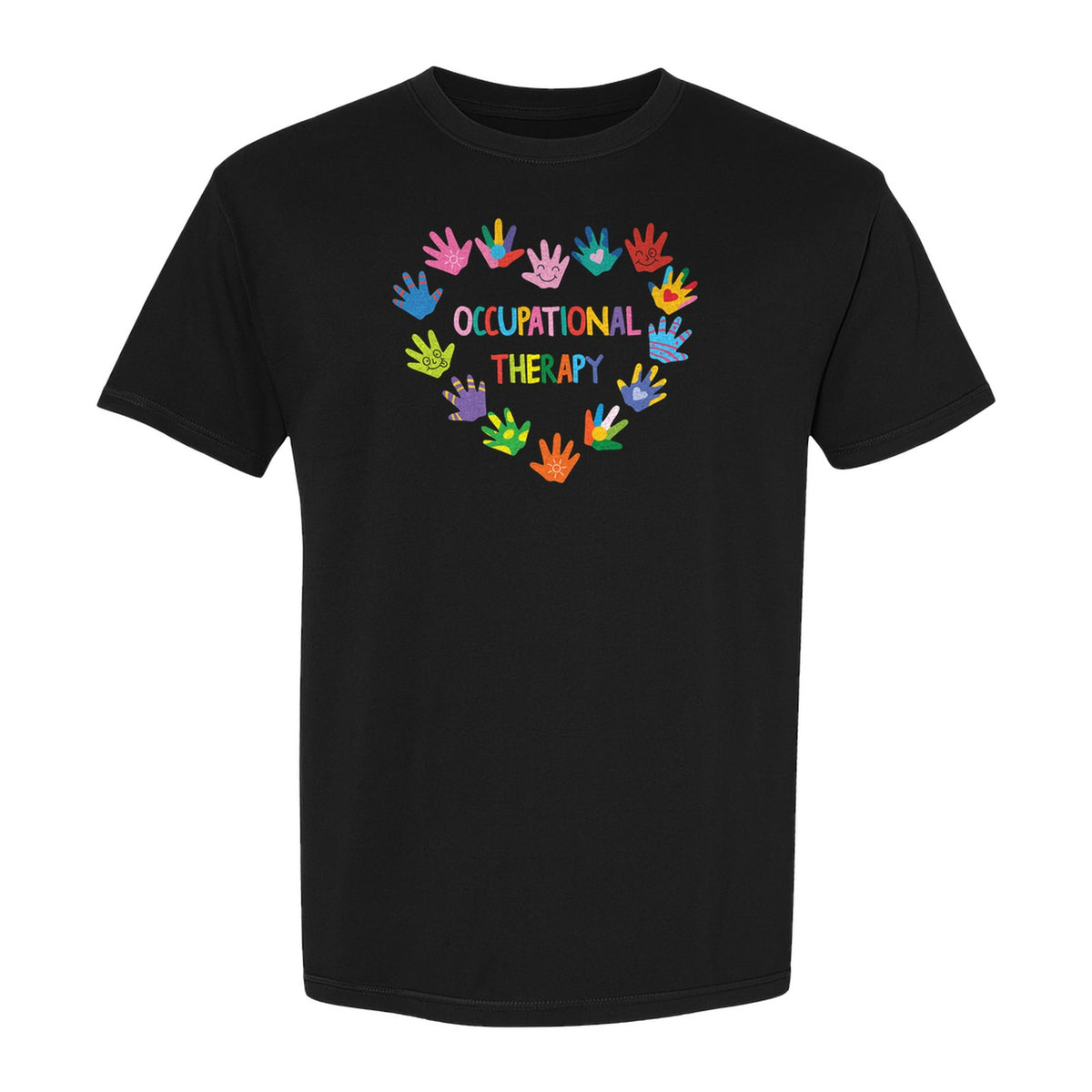 Occupational Therapy T-Shirt, Colorful Handprint Circle Design for OT Professionals