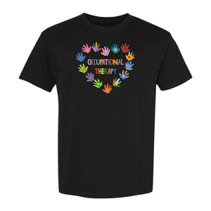 Occupational Therapy T-Shirt, Colorful Handprint Circle Design for OT Professionals