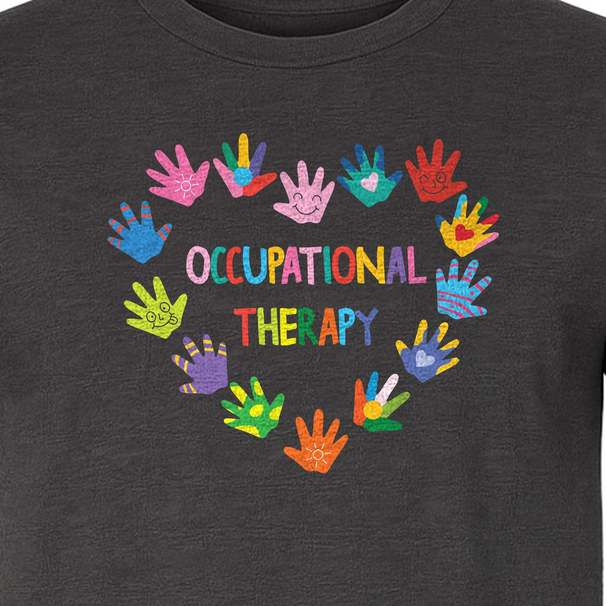 Occupational Therapy T-Shirt, Colorful Handprint Circle Design for OT Professionals