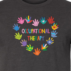 Occupational Therapy T-Shirt, Colorful Handprint Circle Design for OT Professionals