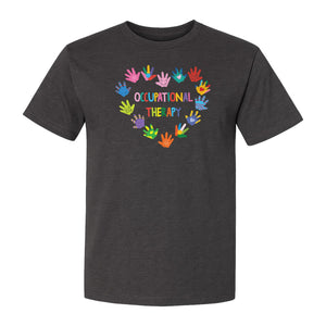 Occupational Therapy T-Shirt, Colorful Handprint Circle Design for OT Professionals