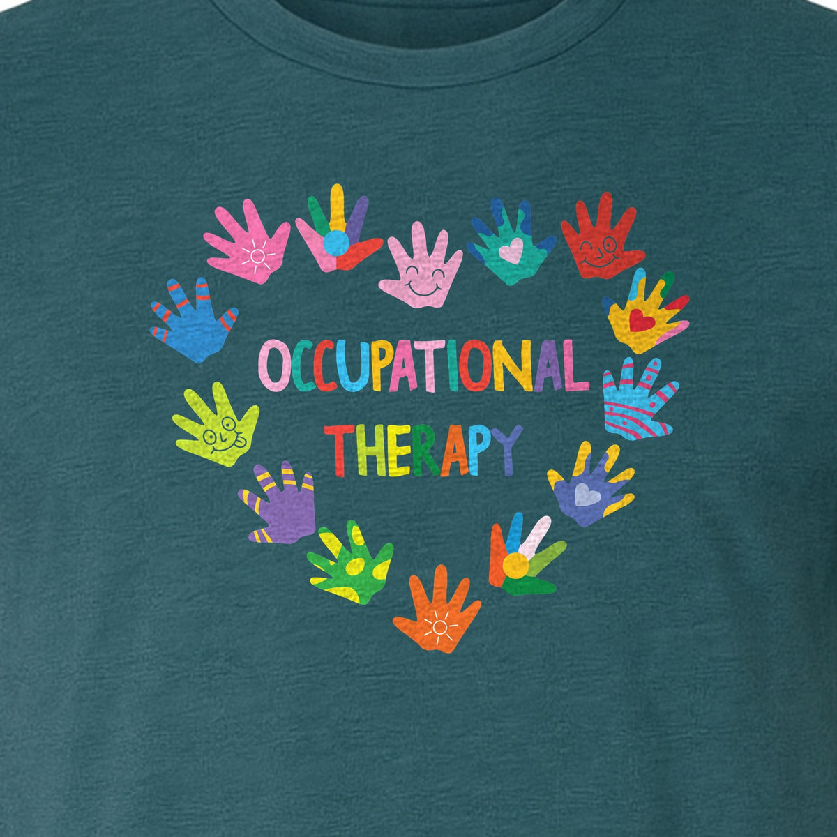 Occupational Therapy T-Shirt, Colorful Handprint Circle Design for OT Professionals