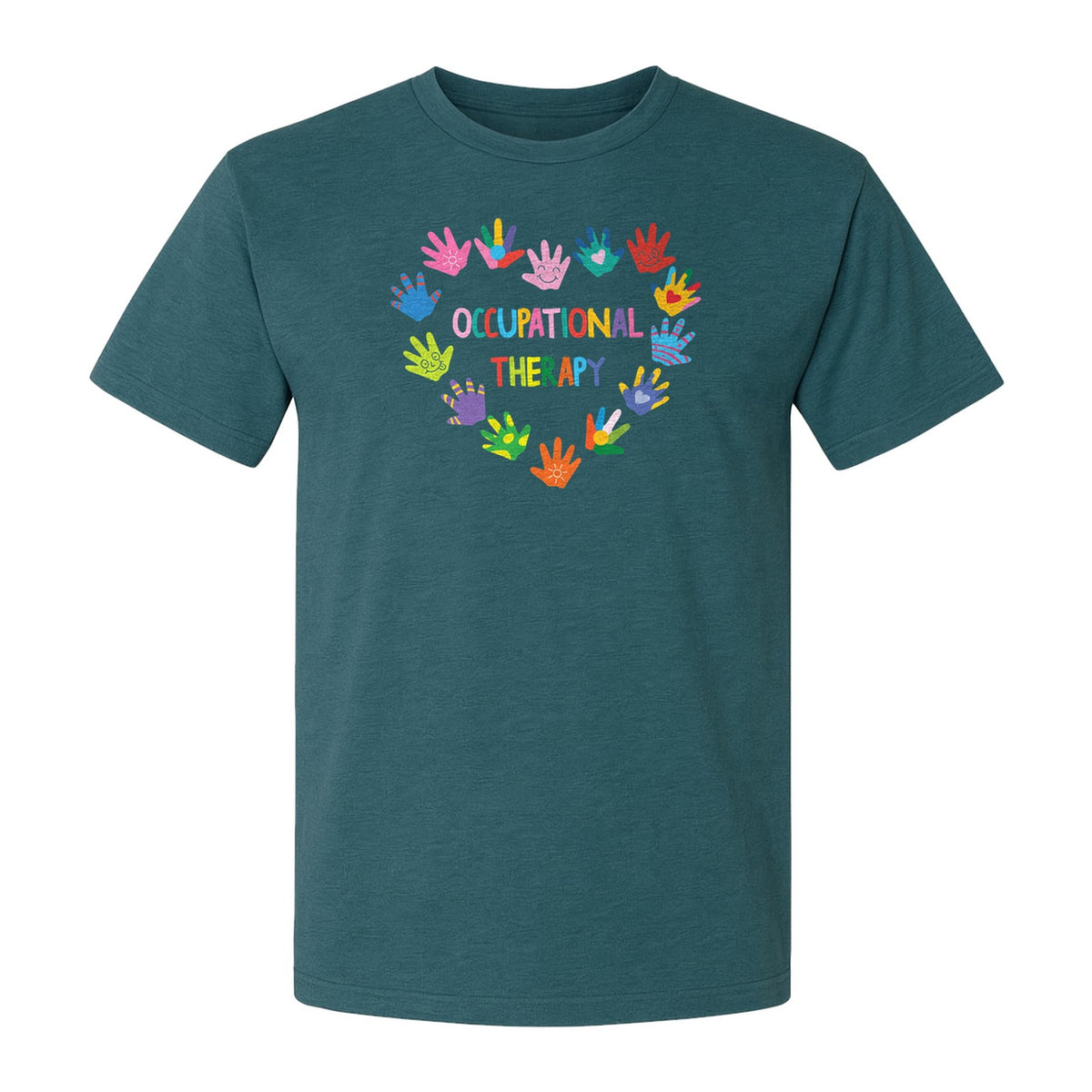 Occupational Therapy T-Shirt, Colorful Handprint Circle Design for OT Professionals