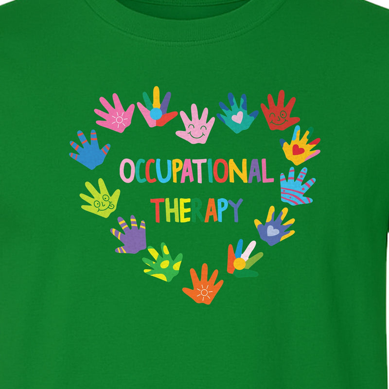 Occupational Therapy T-Shirt, Colorful Handprint Circle Design for OT Professionals