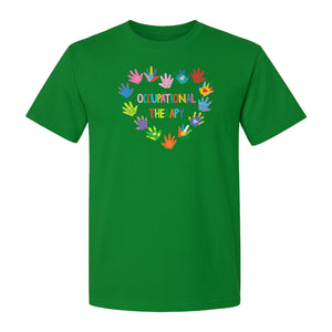 Occupational Therapy T-Shirt, Colorful Handprint Circle Design for OT Professionals