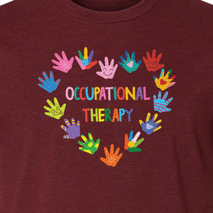 Occupational Therapy T-Shirt, Colorful Handprint Circle Design for OT Professionals