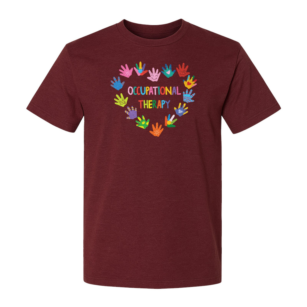 Occupational Therapy T-Shirt, Colorful Handprint Circle Design for OT Professionals