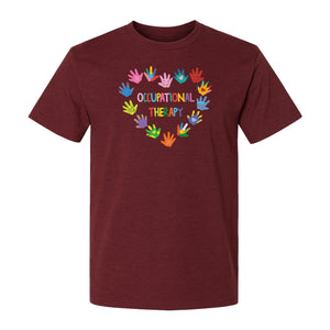 Occupational Therapy T-Shirt, Colorful Handprint Circle Design for OT Professionals