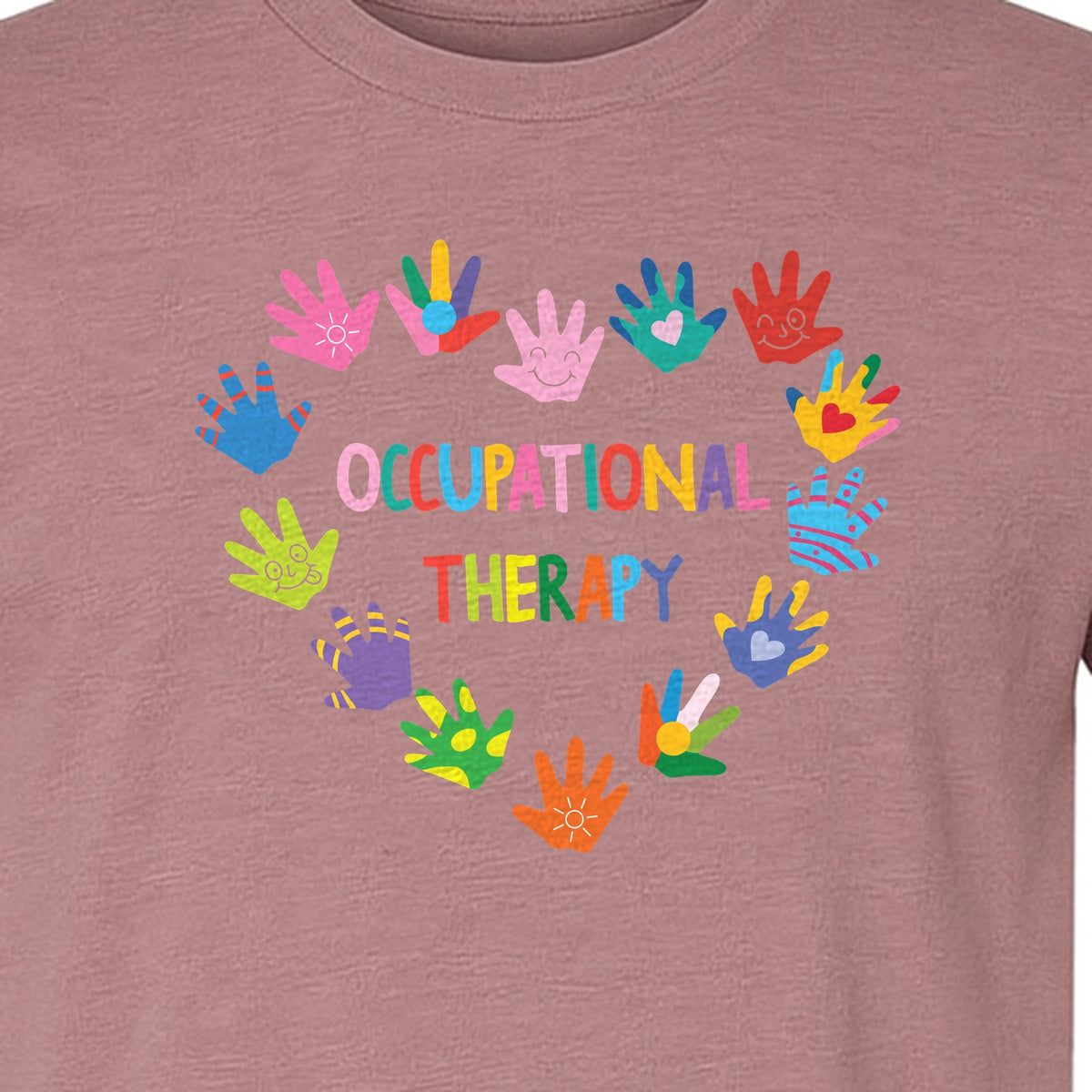 Occupational Therapy T-Shirt, Colorful Handprint Circle Design for OT Professionals
