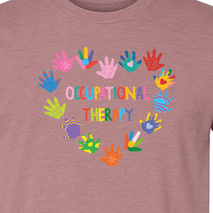Occupational Therapy T-Shirt, Colorful Handprint Circle Design for OT Professionals