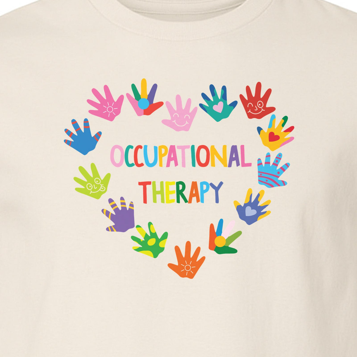 Occupational Therapy T-Shirt, Colorful Handprint Circle Design for OT Professionals