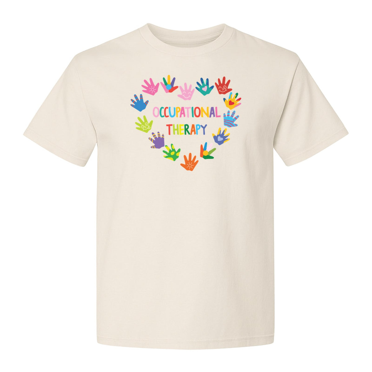 Occupational Therapy T-Shirt, Colorful Handprint Circle Design for OT Professionals