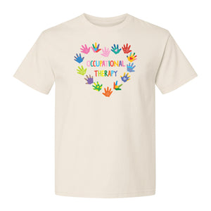Occupational Therapy T-Shirt, Colorful Handprint Circle Design for OT Professionals