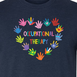 Occupational Therapy T-Shirt, Colorful Handprint Circle Design for OT Professionals