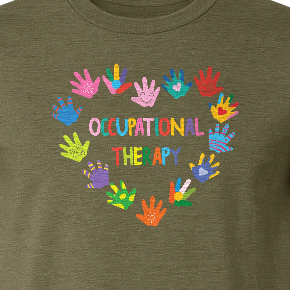 Occupational Therapy T-Shirt, Colorful Handprint Circle Design for OT Professionals