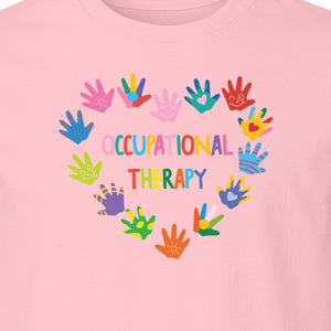 Occupational Therapy T-Shirt, Colorful Handprint Circle Design for OT Professionals