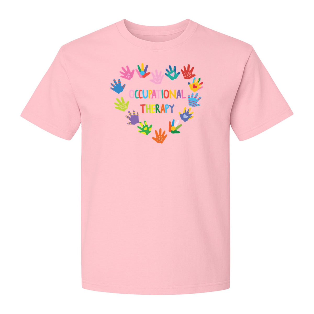 Occupational Therapy T-Shirt, Colorful Handprint Circle Design for OT Professionals