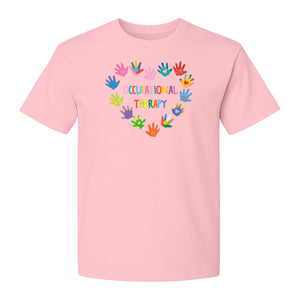 Occupational Therapy T-Shirt, Colorful Handprint Circle Design for OT Professionals