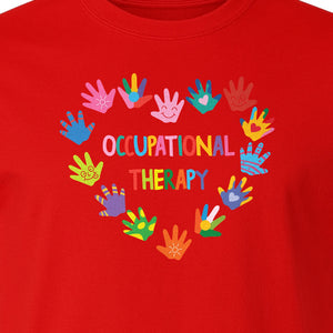 Occupational Therapy T-Shirt, Colorful Handprint Circle Design for OT Professionals